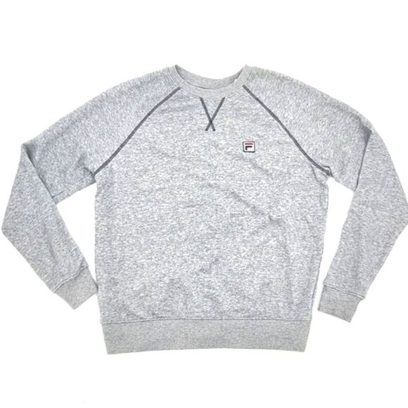 Fila Heritage French Terry Crewneck Sweatshirt Womens Medium Gray Fall Winter - Picture 1 of 9